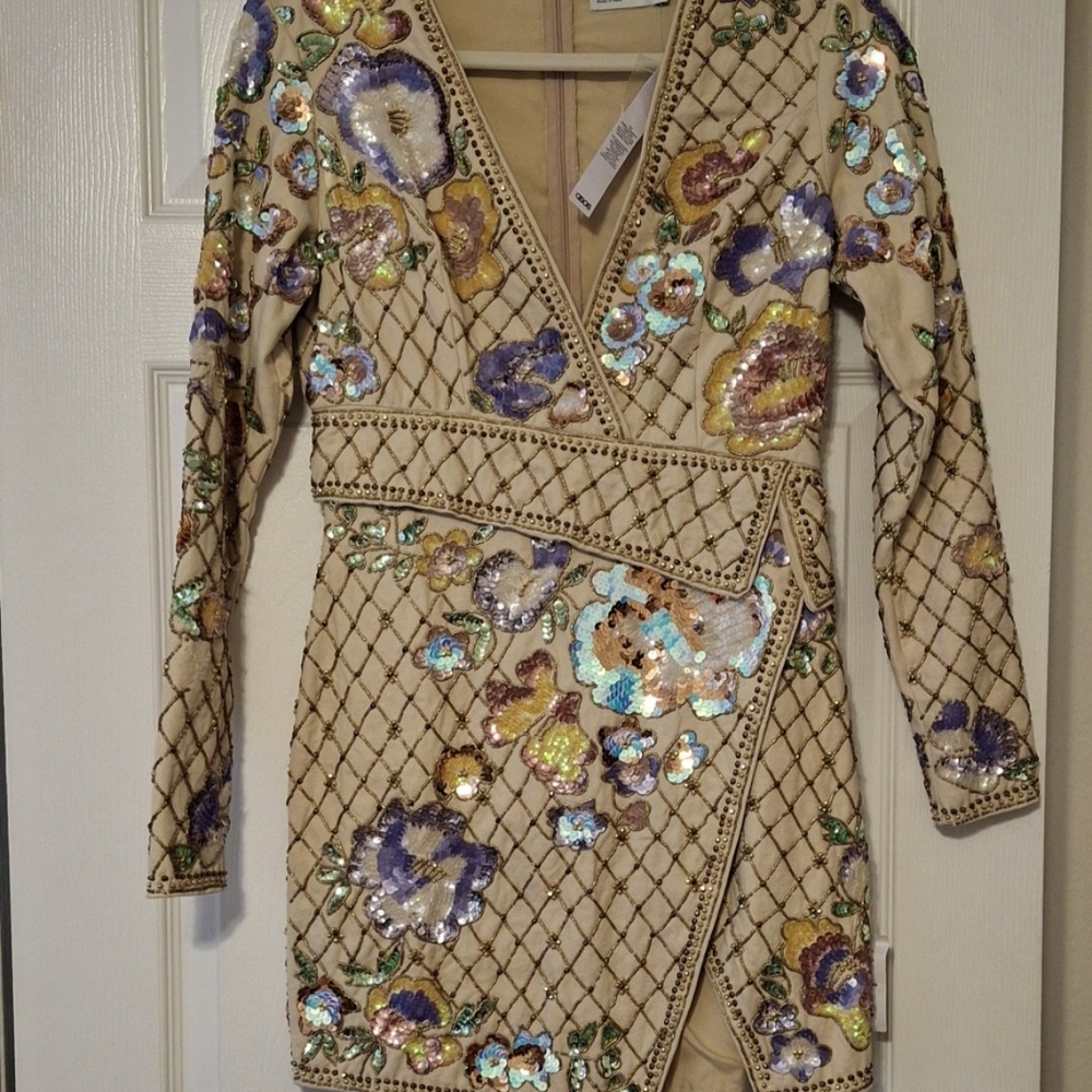 ASOS Multicolor Sequin Wrap Dress